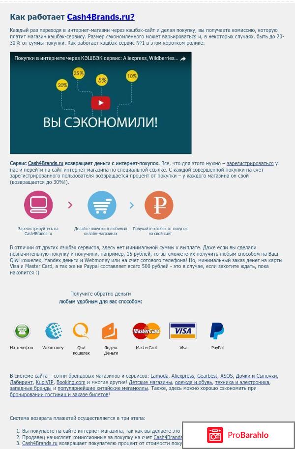 Кэшбек сервис Cash4brands реальные отзывы