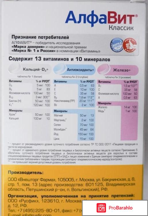 Витамины алфавит для женщин отзывы обман