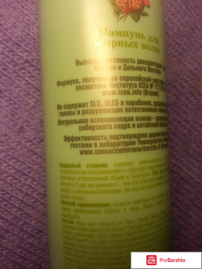 Шампунь для жирных волос Natura Siberica отрицательные отзывы