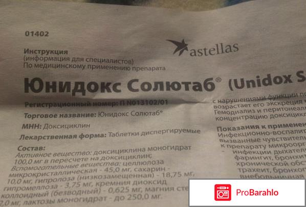 ЮНИДОКС СОЛЮТАБ таблетки отрицательные отзывы