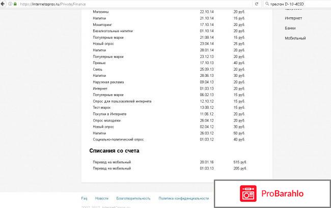 Отзывы о сайте internetopros ru обман