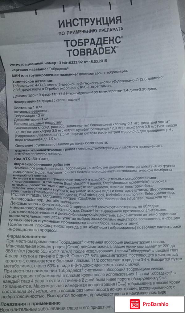 Глазные капли Тобрадекс отрицательные отзывы